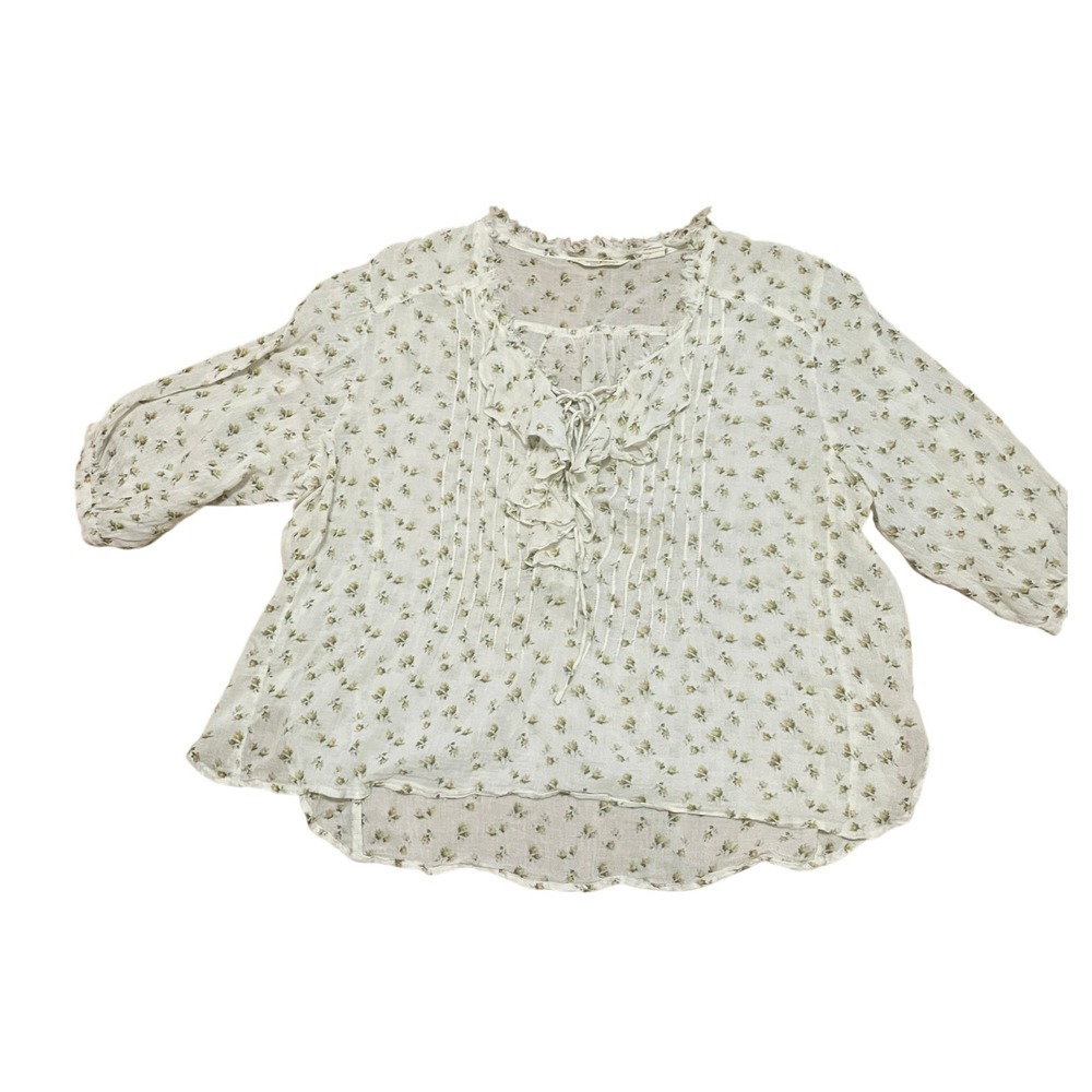 Denim & Supply Ralph Lauren Floral Cotton Gauze Cottage Smocked Peasant Top XL